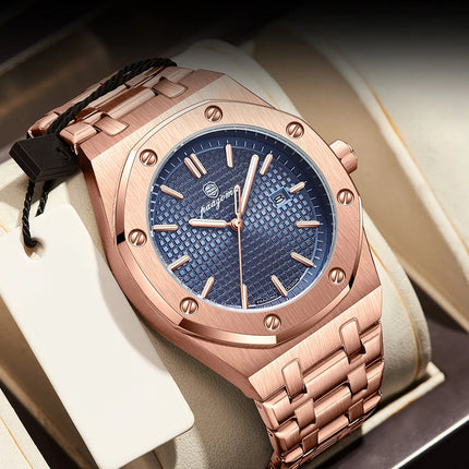 PAAZOMU Original Luxury Men's Watches Date Chronograph Stainless Steel Quartz Watch Waterproof Luminous Fashion Man Wristwatch
