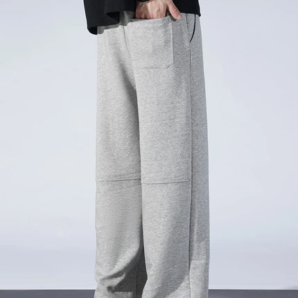 Autumn Men Sweatpants Fashion Splicing Pants Drawstring Wide Leg Neutral Straight Track Pants Cotton Loose Casual Trousers