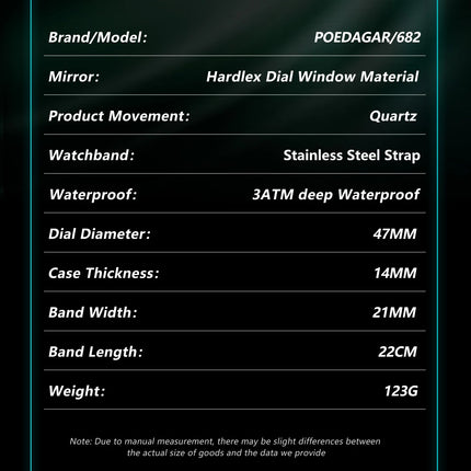 POEDAGAR Top Business Men Watch Date Week Waterproof Luminous Fashion Man Wristwatch Stainless Steel Casual Quartz Men's Watches