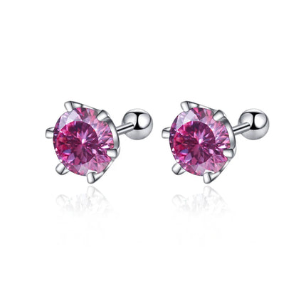 BIJOX STORY 0.5-2ct Moissanite Screw Stud Earrings D Color 925 Sterling Silver Diamond Earrings For Women Wedding Fine Jewelry