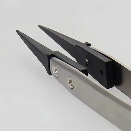 ESD-Safe Precision Tweezers, Anti-Static Tips with Heavy-Duty Metal for Electronics & Jewelry Repair.