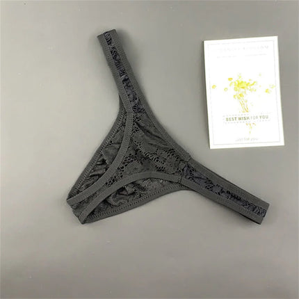 Pink Lace Thong Men Sexy Underwear Tanga Hombre G-String Perspective Lingerie T-Back Panties Plus Size