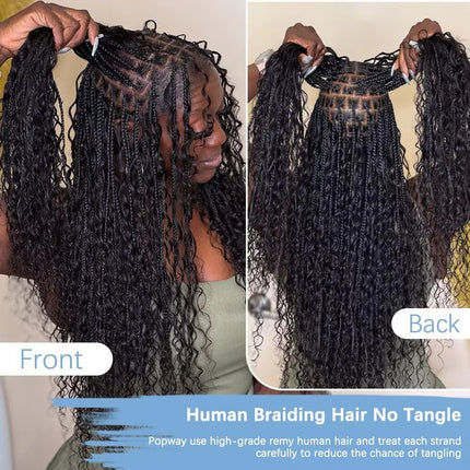 28 30 inch Deep Wave Boho Braids Bulk 55g/110g Human Hair Bulk Braiding Hair Extensions Brazilian Virgin Curly Hair for Braiding