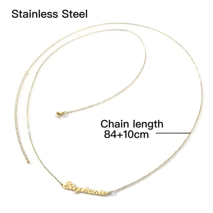 Personalized Stainless Steel Belly Chain, Gold - Plated Waist Chain for Brides, Waterproof Bikini Jewelry Ideal for Honeymoon