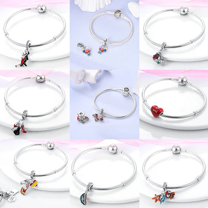 Charms Plata De Ley 925 Red Color Series Charm Red Elephant Animal Fruit Beads of Original Fits Women Anniversary Jewelry Charms