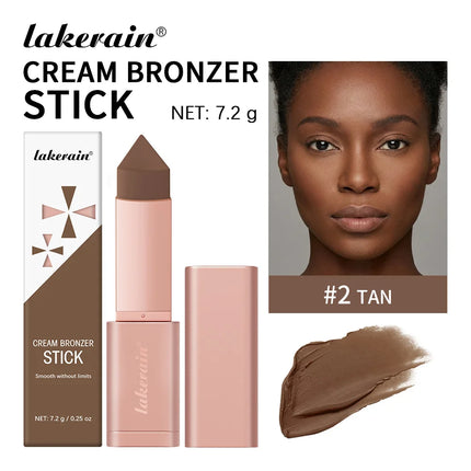 Lakerain Bronzer Cream Stick 3D Makeup Effect Improve Fine Lines Brightening & Grooming 2 IN 1 Bronzer Cream for All Skin Types