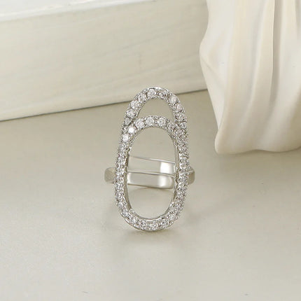 New Fashion Copper Inlaid Zircon Nail Ring INS Selling Gold Plated Manicure Joint Ring for Women Trend Party Jewelry