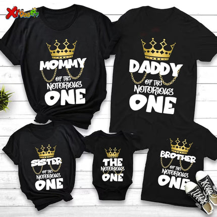 Notorious One Shirt Birthday Boy Shirt for Kids Family Matching Outfits Party Shirts Custom Name Girl Toddler Baby Familia Shirt