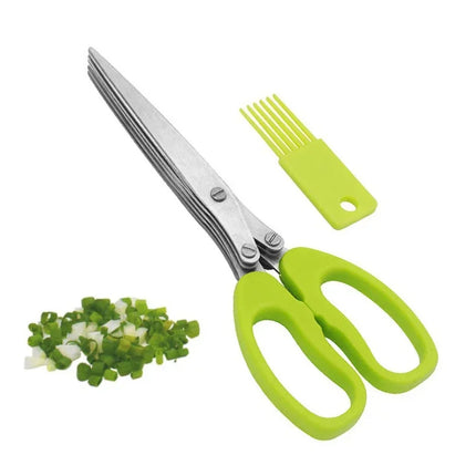 5 Blade Herb Scissors Multifunctional Multi Layers Stainless Steel Knives Kitchen Scissors Scallion Cutter Kitchen Accessories