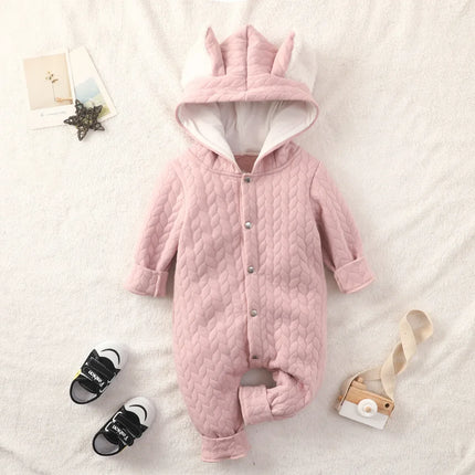 Newborn Baby Romper Love Printed Clothes Hooded Children Girl 0-1 Years Autumn Spring Infant Boy Jumpsuit Outfits 3 6 Months