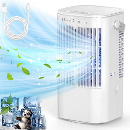 Portable cooling fan with seven-color night light, 900ml large capacity, USB interface, suitable for living room, bedroom, etc