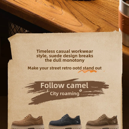 Golden Camel Men's Shoes 2026 New Business Casual Soft-Soled Leather Shoes High-Quality Non-slip Velvet Warm Work Shoe