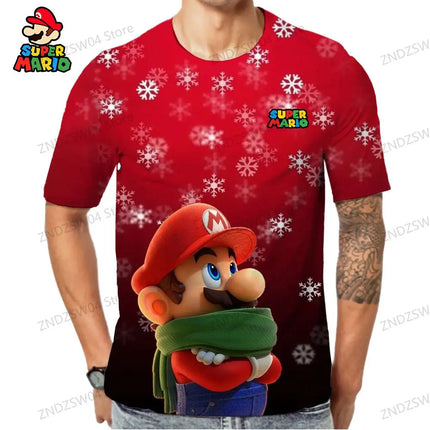 Mario 2024 Y2k Harajuku Style Men's Children's T-Shirt Quick Dry Parent-child Wear Tops Streetwear Fashion 110-6XL Oversize Man