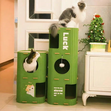 Multi-Layer Cat Nest Cat Climbing Frame Integrated Enclosed Safe Cat Sleeping Nest Scratch-Resistant Wear-Resistant Four-Seasons