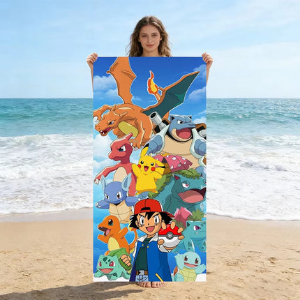 Pokemon Pikachu Anime Cosplay Beach Towel Summer Towels Bathroom Bath Towel Swim Towels Travel Quick Dry Kids/Adult Gift