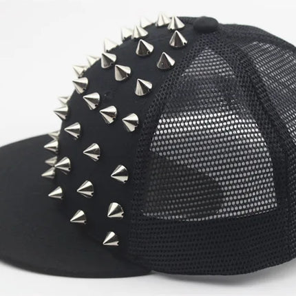 Men and Women's Rivet Flat Hat, Punk Rock, Hip Hop Stud Baseball Caps, Male, Female, Youth, Teenagers, Boys, Girls