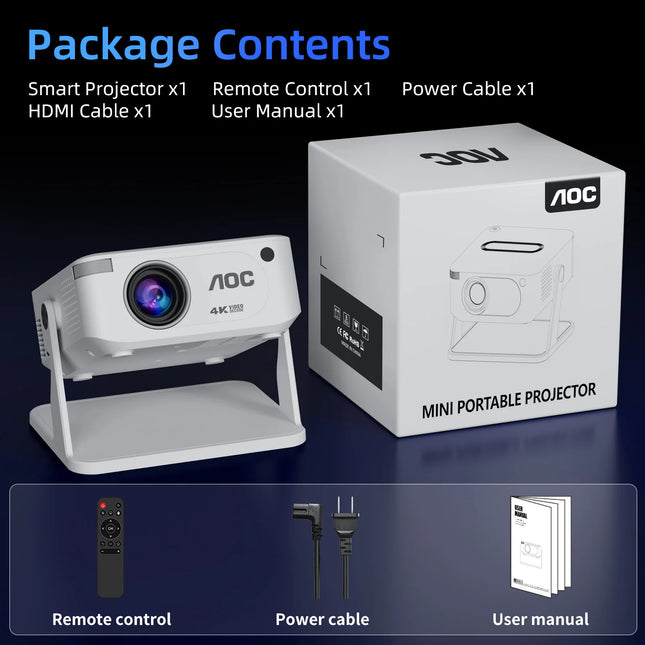 HA109 Projector 4K Android 11 720P Projectors Wifi5 200" Portable Projector Bt5.4 1280*720P Home Theater Outdoor Projector