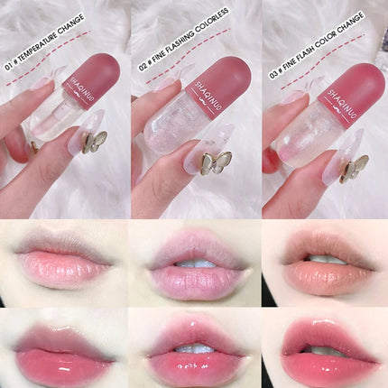 Shuiguang capsule lip honey kit moisturizes and hydrates for a sparkling, mirror-like finish, colorless and transparent glass lip oil