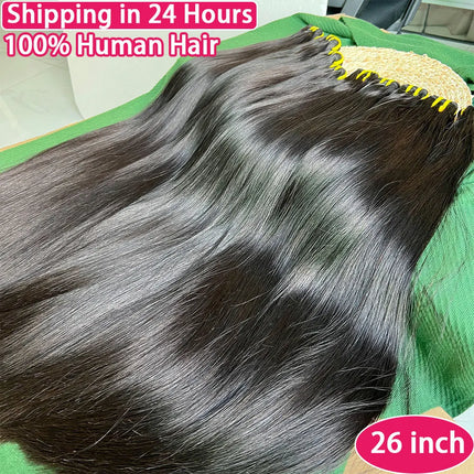 Bone Straight 100% Human Hair Double Weft Bundles #1B Natural Black 100% Raw Virgin Human Hair Extension Tissage 10-36 inch