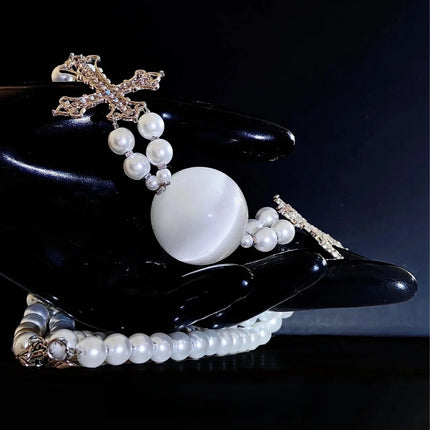 New BDSM Pearl Mouth Gag Exquisite Cat Eye Cross Choker Ball Gag For Women  Open-Mouth Bite Gag Adult SM Games Sex  Toys 18+