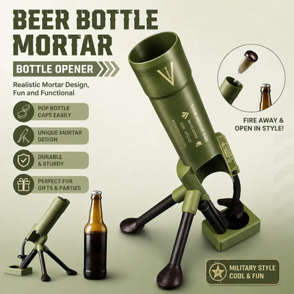 Portable Camping Mortar Beer Bottle Opener Tactical Cap Launcher Hands Free For Backyard BBQ Picnic Hiking Outdoor Use