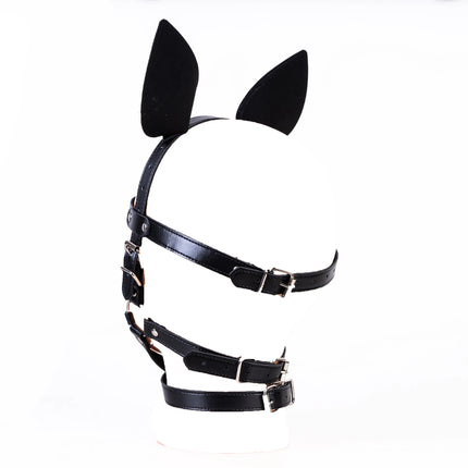 Fetish Bdsm Couples Flirt Erotic Costumes Adjustable Slave Head Leather Bondage Strap Harness Mouth Gag Ball for Men Women