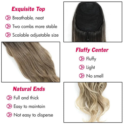 28 Inch Wavy Ponytail Extension 180g/pcs Synthetic Hair Ponytail Ombre Blonde Body Wave Ponytail Clip In Hair Ponytail For Women