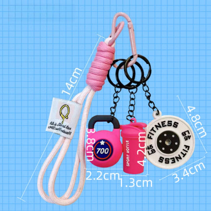 Fitness themed keychain, fitness keychain sports exquisite keychain bag charm men's and women's backpack pendant fitness dumbbell pendant gift for fitness enthusiasts
