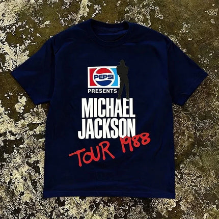 2026 New Michael Jackson Tour 1988 Printed American Breathable Comfortable High-Quality Streetwear T-Shirt