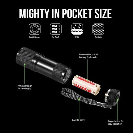 395nm UV Flashlight 9/12LED UV Gel Curing Light Ultraviolet Light Blacklight Detector for Pet Urine Scorpion Jewellry Inspection
