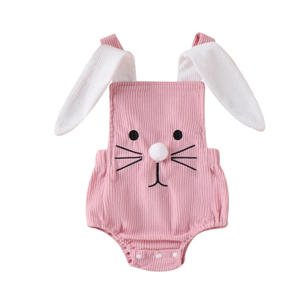 Baby Girls Boys Rompers Rabbit Embroidery Bunny Ears Straps Sleeveless Bodysuits Summer Casual Easter Clothes