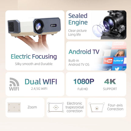AUN A004 Pro MINI Projector Android Home Theater Laser Cinema Game Full HD 1080 WIFI Projectors Video 4K Movie Decode 3D Smart T