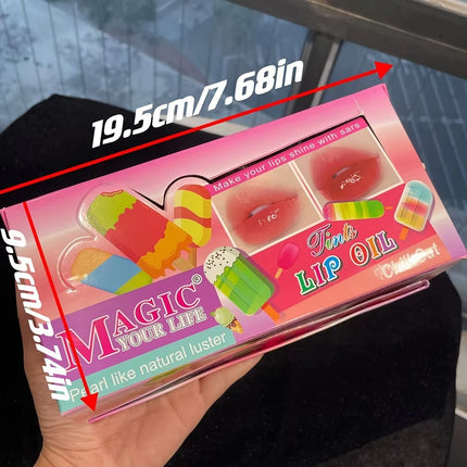 24Pcs Cute Ice Cream Design Lip Gloss Set Lip Tint Moisturizing Longlasting Lip Oil Girls Lips Makeup Wholesale