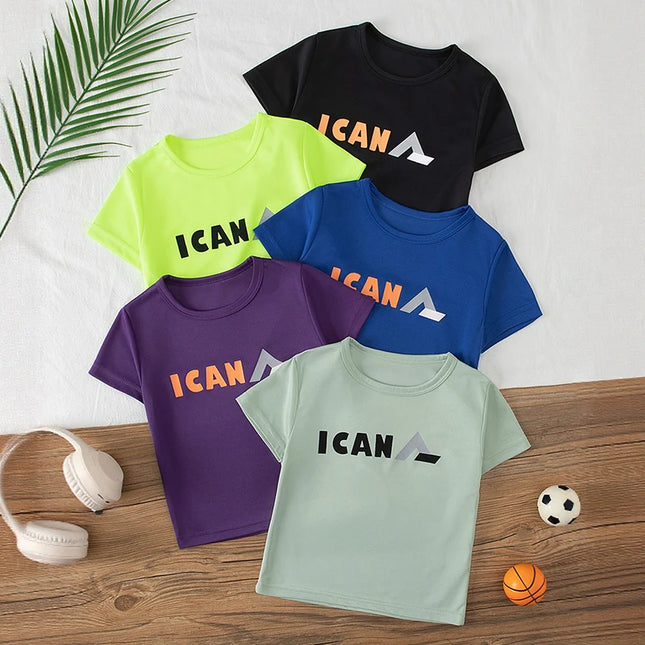 2/5-Piece Summer Kids' Multi-Color Quick-Drying Casual Short-Sleeved Shorts Set for Boys and Girls - Sporty and Comfortable
