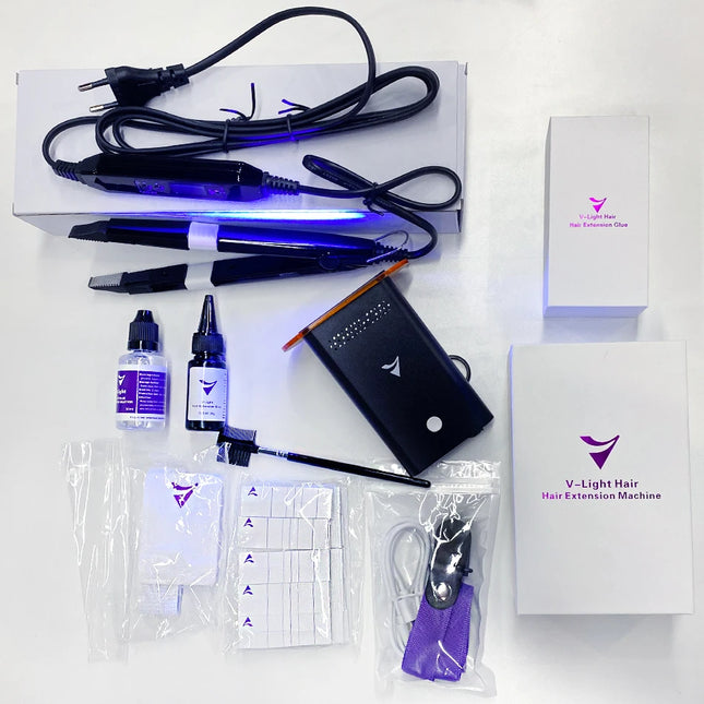Professional V-Light Hair Extensions Kit V-Light Technology Hair Extension Machine White Hair Extension Tools Kit Set