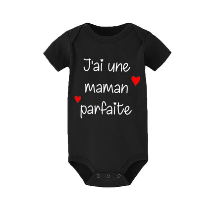 I Have A Perfect Mother Print Newborn Clother Baby Short Sleeve Romper Toddler Jumpsuit Infant Girl Boy Unisex Bodysuits Outfit