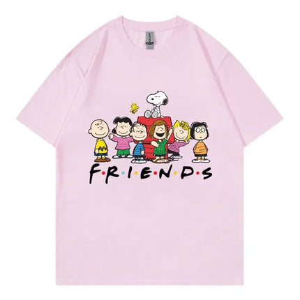 Snoopy Friends Cartoon Anime Women T-shirt Summer Short Sleeve 100% Cotton Men Tee Shirts Tops 2025 New Fashion Couple Clothing