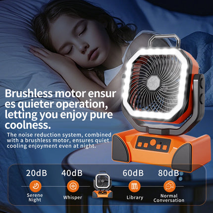 50000mAh Portable Camping Fan with  Remote Contral 4 Wind Speeds Fast Charging for Outdoor Fishing Travel Cooling Electric Fan