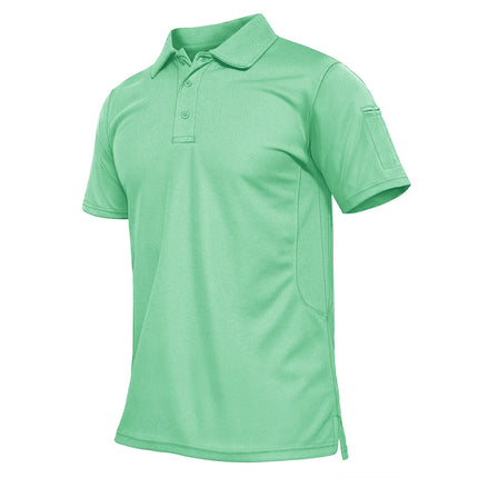 TACVASEN Summer Colorful Fashion Polo Tee Shirts Men's Short Sleeve T-shirt Quick Dry Team Work Green T-Shirt Tee Tops Clothing