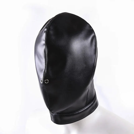PU Leather Bondage Mask Full Head Hood Blindfold BDSM Fetish Roleplay Slave Harness Sexy Adult Sex Toys for Women Men Couples