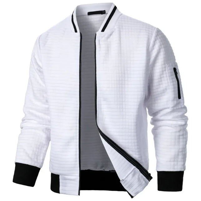 New Mens Long Sleeve Zipper Jacket Coats Stand Up Sweatshirts Outdoor Streetwear Autumn Warm Solid Color Baseball Jacket Men