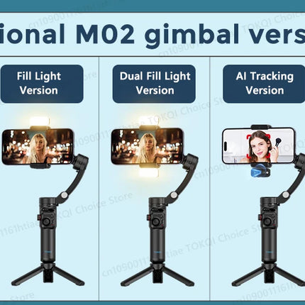M02 New 3-Axis Handheld Gimbal Stabilizer for Smartphone with Wireless Remote for iPhone Android Phone Face Tracking Tiktok Vlog