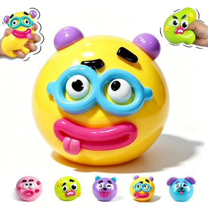 Popular New Creative Dog Facechanging Kneading Soothingball Soft Rubber Breathable Toy Children's and Adult Stressrelieving Tool