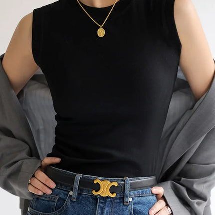 Women's Cotton Round Neck Colorful Basic Sleeveless Undershirt Tops Tees with Coverage for Side Cleavage
