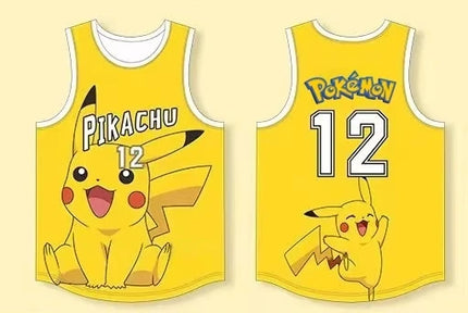 Pokemon Snorlax 12 Basketball Jersey - Sleeveless Tank Top, Anime Streetwear for Men Women Kids, Breathable Summer Sports Vest
