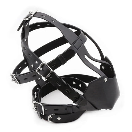 SM Leather Hood Mask BDSM Bondage Harness Gag Muzzle Mask With Ball Mouth Gag Fetish Erotic Slave Restraint Sex Toys For Couples