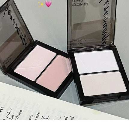 Face Brightening Highlighter,2 Colors Matte Platte Dry and Wet Natural Brightening Setting Powder,High Gloss Face Comestics