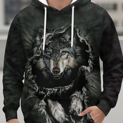 Fashion Animal Men's Hoodie Wolf 3D Print Fall Sweatshirt Hoodie Street Casual Sweatshirt Y2K Men's Oversized Unisex Clothing