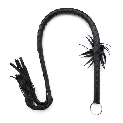 Black Leather Snake Whip BDSM Bondage Spanking Paddle Fetish Roleplay Slave Punishment Adult Sex Toys for Women Men Couples Bed