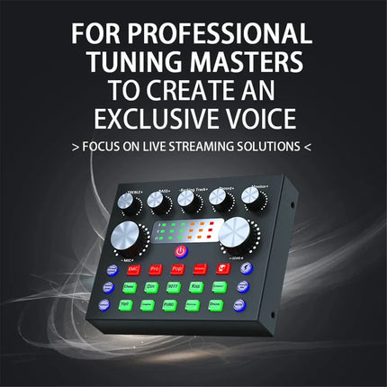 Live Sound Card V8S Audio USB External Sound Card Bluetooth Microphone Mixer Voice Changer Live Streaming Audio Sound Mixer